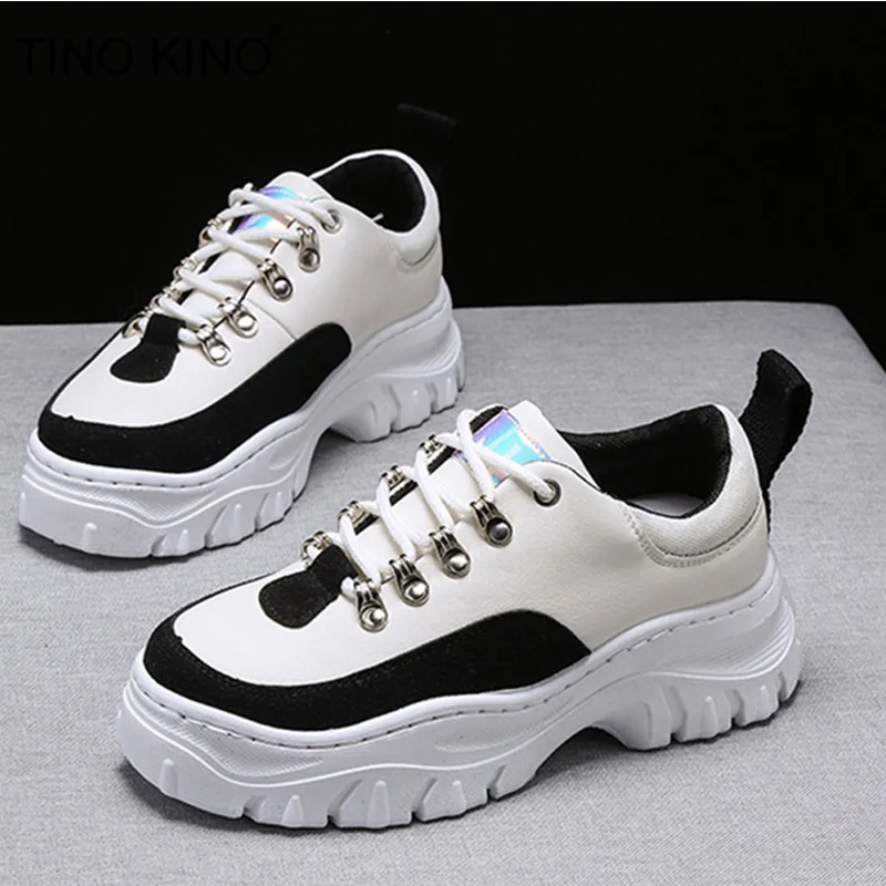 

TINO KINO New Women Sneakers Vulcanized Shoes Autumn Flat Platform Female Fashion Lace Up Walking Ladies Casual Footwear