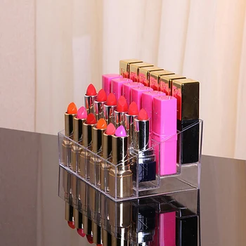 

Lipstick Storage Box 24 Grid New Acrylic Transparent Makeup Organizer Cosmetic Display Stand Lipstick Holder