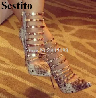 

European New Fashion Pumps High Heels Pointed Toe Snakeskin pattern Narrow Band Hollow Thin Heels Zip Women Shoes Spring/Autumn