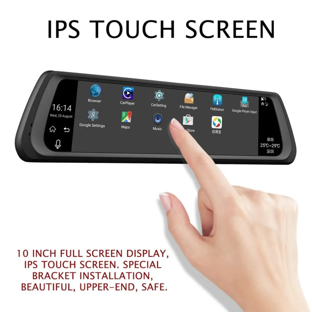  Neue 10 zoll Volle Bildschirm 4g Touch IPS Spezielle Auto Dash Cam Rückansicht Umkehr Spiegel mit G