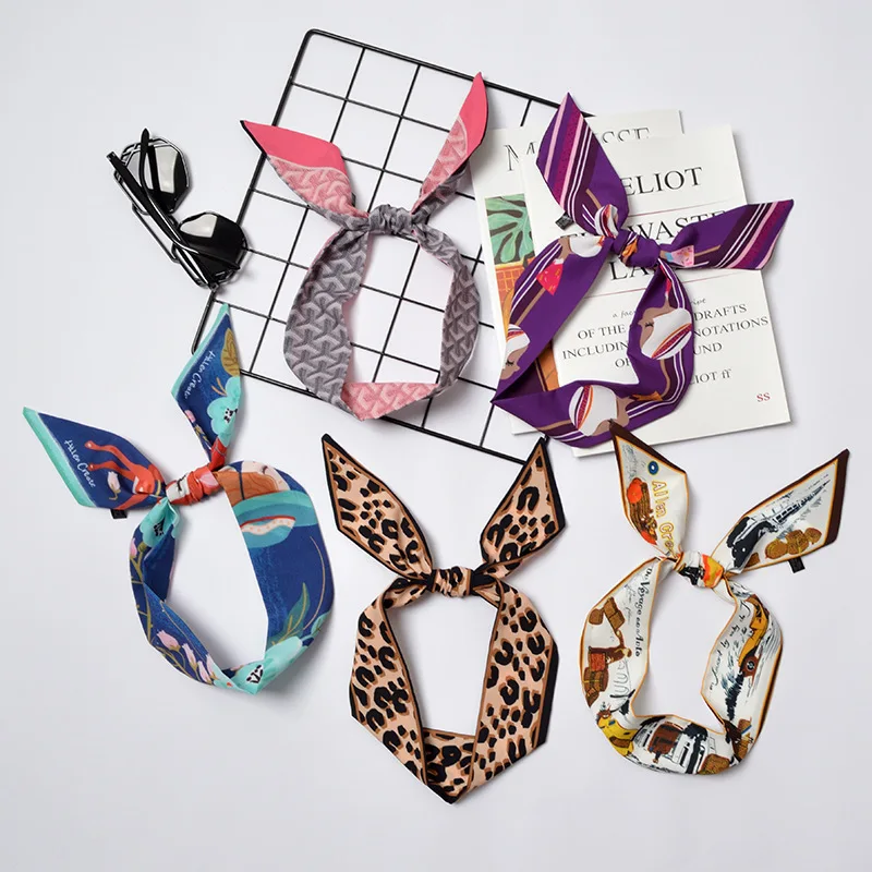 

spring and autumn explosions small scarves wild long strips print ribbon narrow narrow bag handle silk scarf hair band towel
