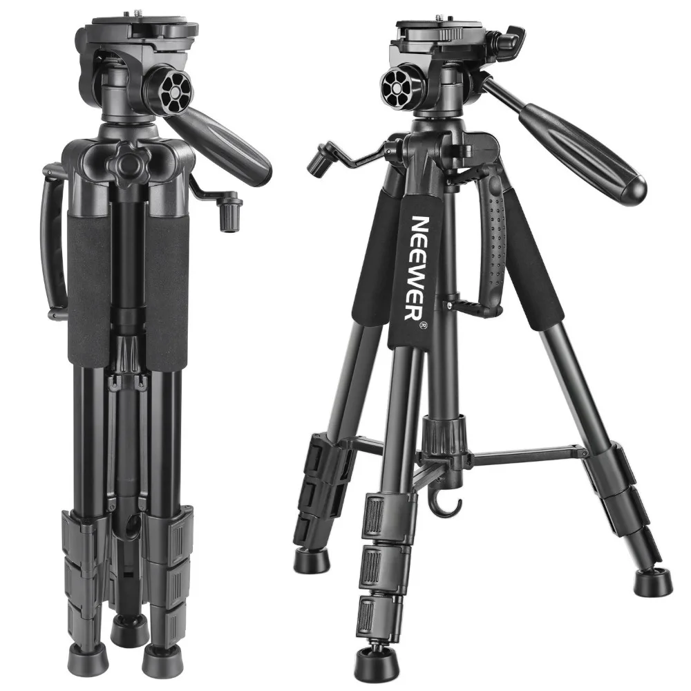 Neewer Portable 142 cm Aluminum Camera Tripod with 3 Way Swivel Pan
