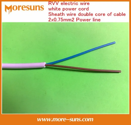 Быстрая бесплатная Ship10M/лот RVV Электрический провод белый Мощность шнур оболочка провода двойное ядро кабеля 2x0. 75mm2 Мощность линии