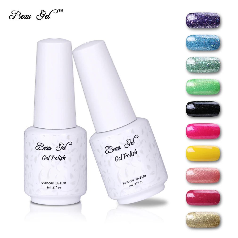 

Beau Gel 8ml Pure Color Gel Nail Polish Semi Permanent Soak Off 298 Colors LED Lamp UV Gel Varnish Nail Art Manicure Gelpolish