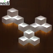 Скандинавская гостиная светодиодная настенная лампа для столовой Современный минималистичный Железный креативный комбинированный настенный светильник черный/белый 5 Вт настенные светильники