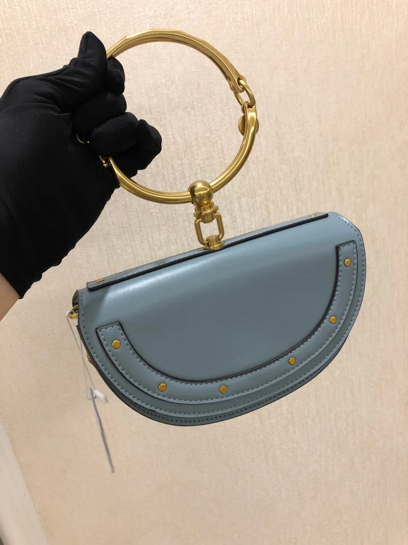 2019 Luxury Women Bag Brand Shoulder Bag Half Moon Handbag Fashion Crossbody Bag Genuine Leather Purse Ring Ladies Bag