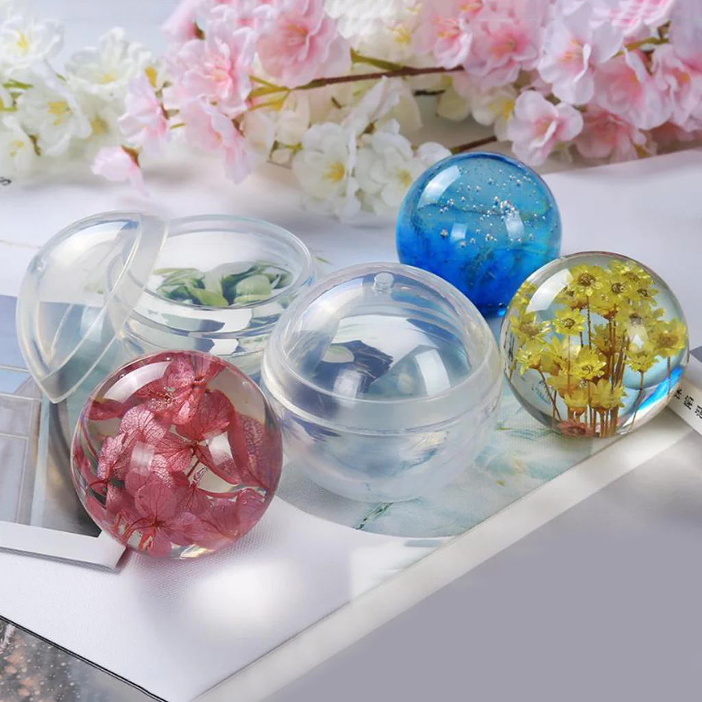 Silicone Balls Mould Epoxy Resin Casting DIY Dried Flower Ornament Jewelry Making Mold Tool -  Large Round Sphere, Multi Size