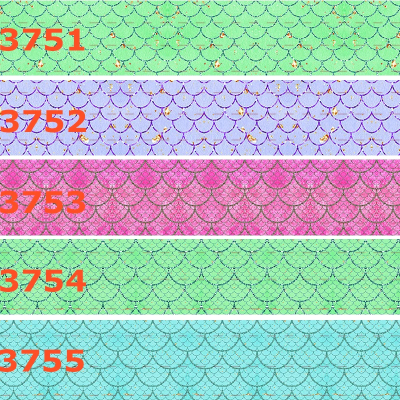 10yards different sizes Fish scale printed grosgrain ribbon gradient