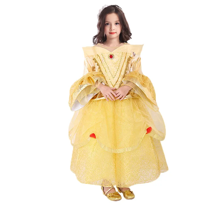 Летние платья Золушки для девочек повседневное детское платье желтого цвета новинка модное нарядное детское платье одежда принцессы для девочек