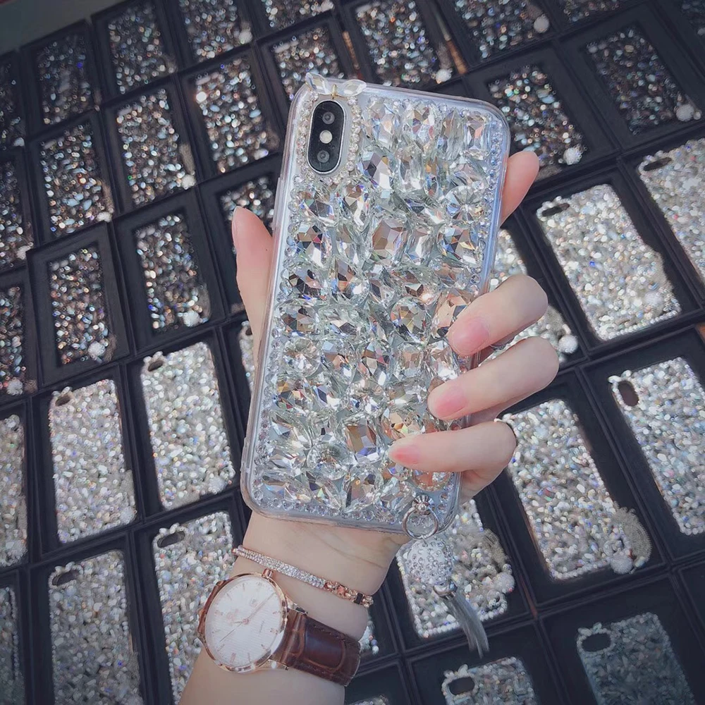 NYFundas для iphone 8 Plus 7 6 S X чехол со стразами противоударный большой камни бусины