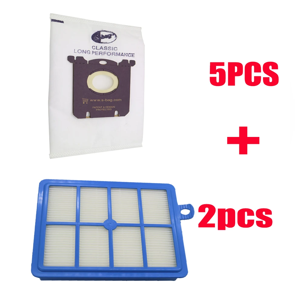 

7pcs/set Free Shipping 2pc Replacement hepa filter 5pcs Dust Bags for Electrolux Vacuum Cleaner filter electrolux hepa and S-BAG