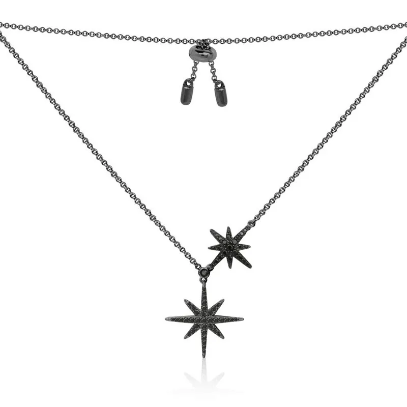 

JEM original 100% 925 sterling silver 1:1 APM necklace fashion jewelry star series high quality black six star necklace