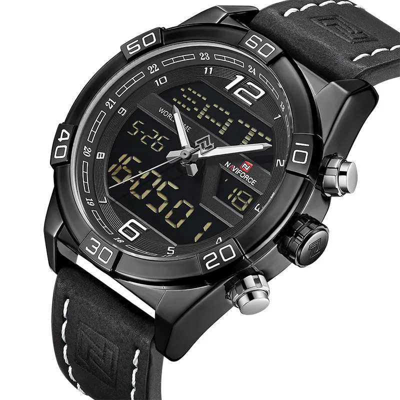 NAVIFORCE Топ люксовый бренд спортивные часы мужские модные повседневные цифровые кварцевые наручные часы мужские военные часы Relogio Masculino - Цвет: All Black