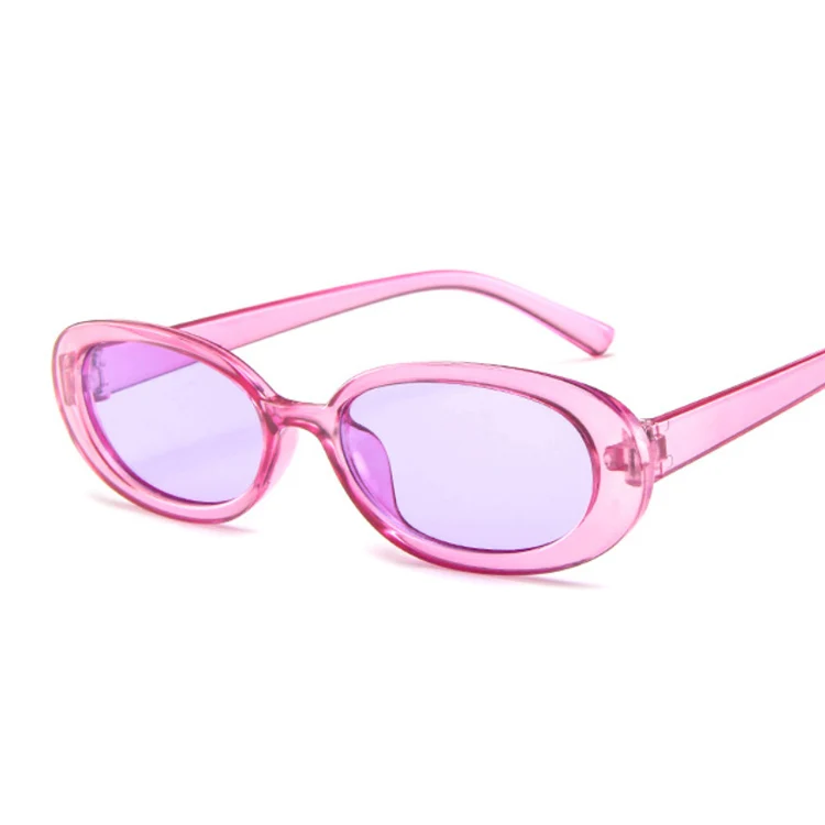 Стильные маленькие овальные солнцезащитные очки для женщин, Ретро стиль, круглая оправа, белые, черные мужские солнцезащитные очки, леопардовые, в стиле хип-хоп, прозрачные очки, UV400 - Цвет линз: Purple
