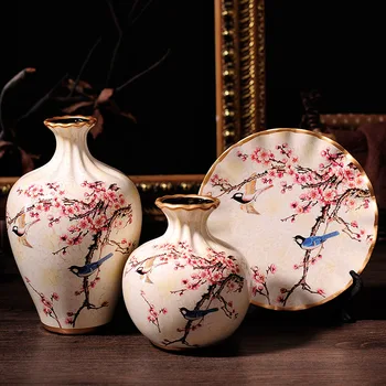 

European ceramic vase Home Furnishing Decor wine shelf Vintage American table bedroom living room decoration