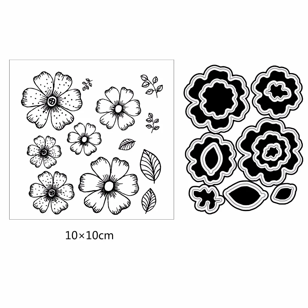 ZhuoAng красивые цветы резиновые прозрачные штампы и режущие штампы набор для скрапбукинга фотоальбом открыток DIY украшения Supp