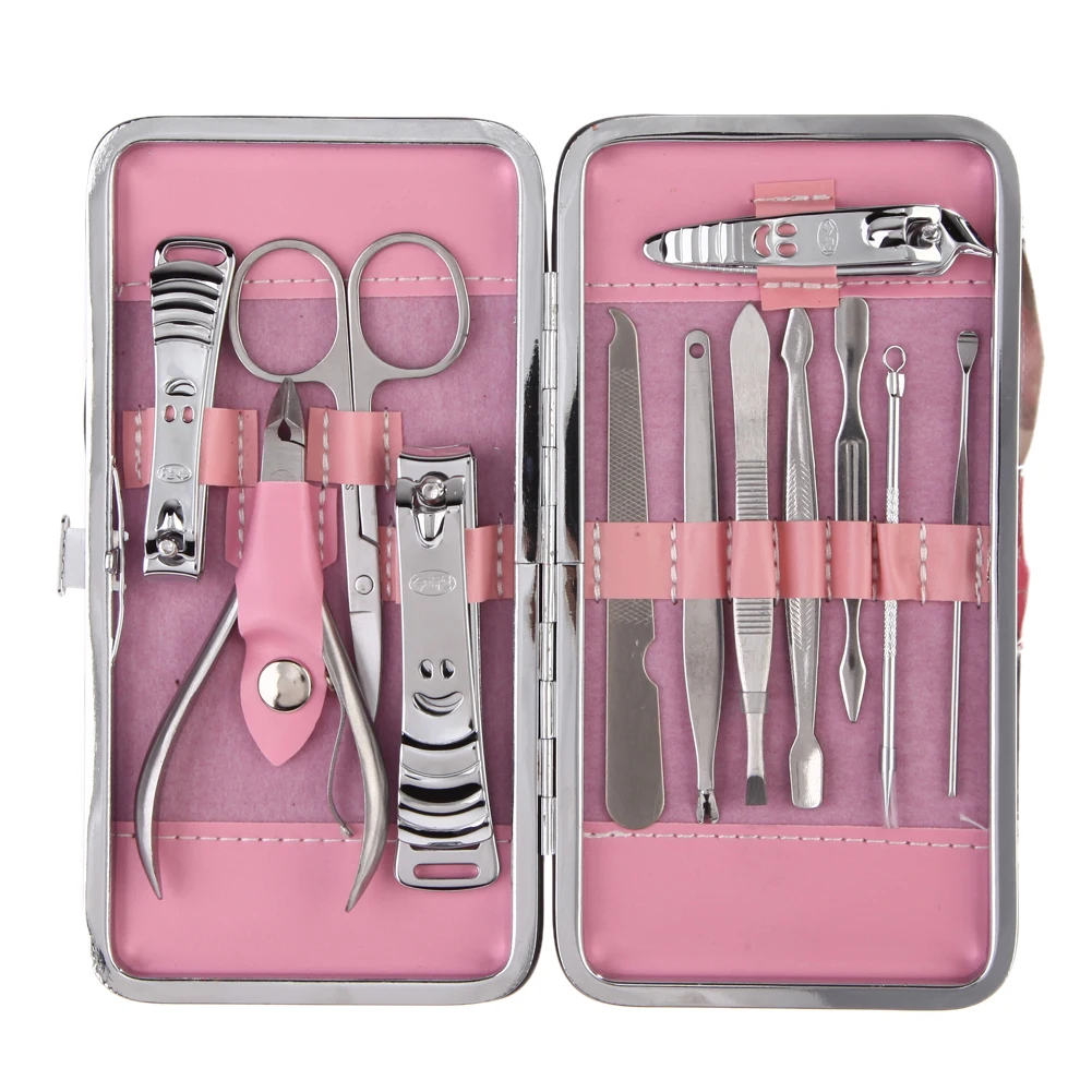 

12Pcs/Set Stainless Steel Pedicure Manicure Tools Set Nail Cuticle Pusher Clippers Cutters Scissors Files Tweezer Nail Art Tools