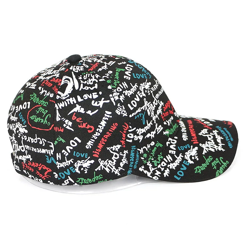 Летняя мужская кепка, бейсбольная кепка с граффити, женская кепка с мелким буквенным принтом, бейсболка в стиле хип-хоп, кепка белого цвета