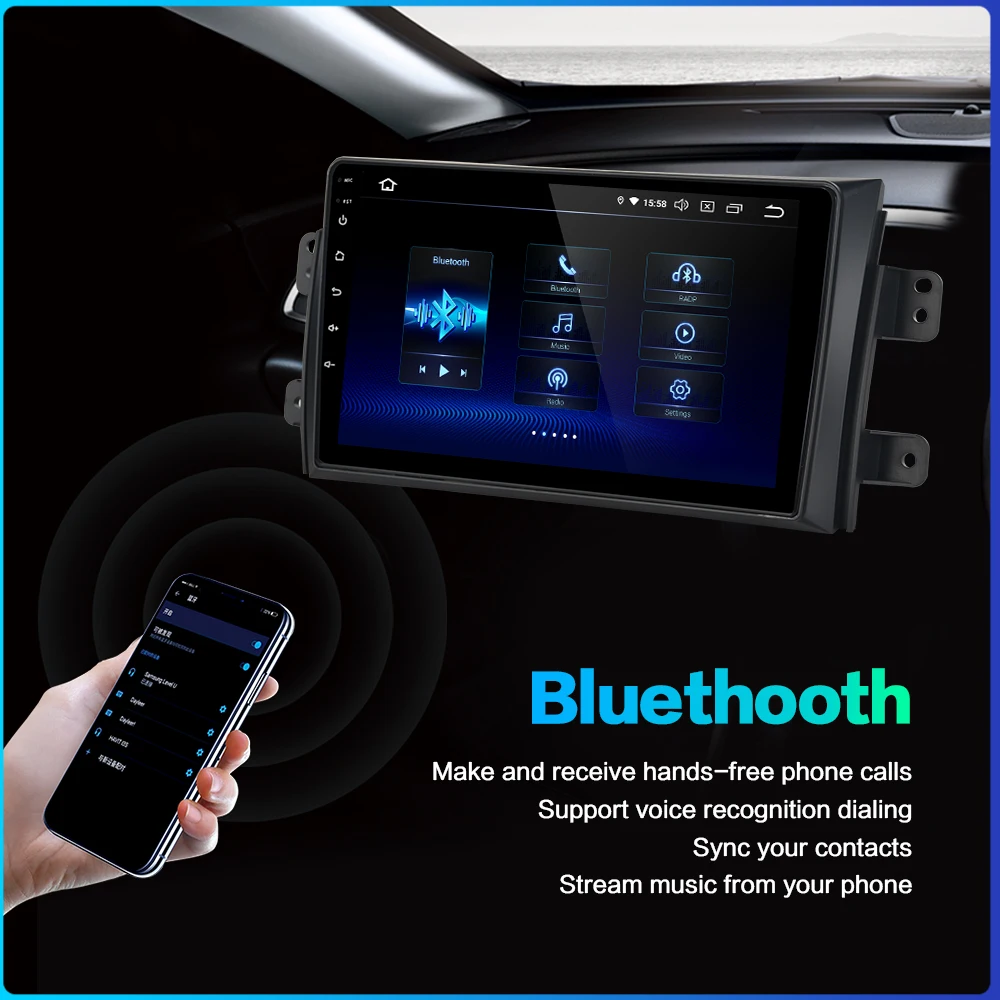 Cheap Dasaita Android 9.0 Car 1din 9" IPS Radio for Suzuki SX4 2005 2006 2007 2008 2009 2010 2011 TDA7850 Bluetooth GPS Navigator 3