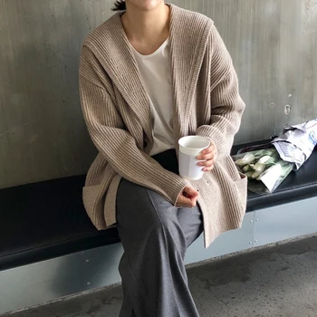

2 colors 2018 autumn and winter korean style double breasted button knitted warm sweaters womens cardigans womens (C9109)