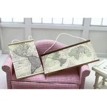 1/12 Dollhouse Miniature Accessories Mini World Map Simulation Furniture Model Toys for Doll House Decoration fashion pink assembly dinner room kindergarten mini furniture high chair for barbie sister kelly 1 12 doll dollhouse accessories
