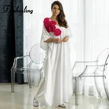 Женское платье-парео fitshining, длинное белое пляжное платье с рукавами «летучая мышь» и розами(China)