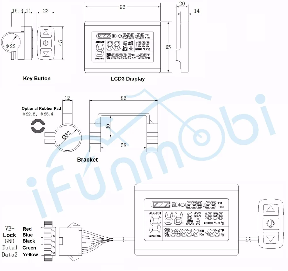 IFunMobi 24 в 36 в 48 в 60 в 72 в Ebike LCD3 дисплей Панель для электрического велосипеда/контроллер двигателя велосипеда конверсионный комплект запчасти