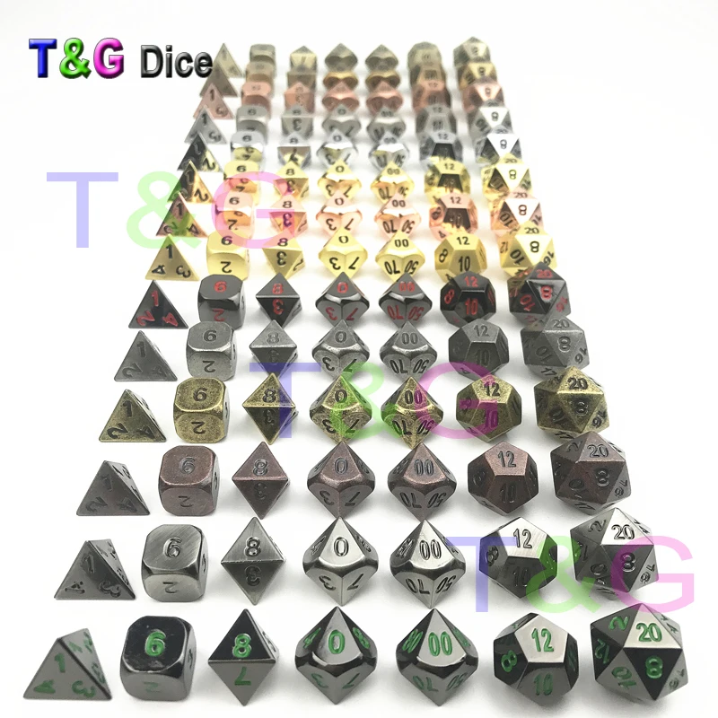 

TOP Quality NEW Metal 7 Dice set d4 d6 d8 d10 d% d12 d20 for Board Game Rpg Dados juegos de mesa dungeons & dragon dice