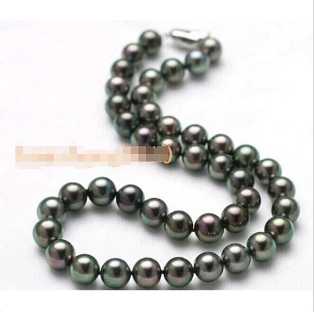 

Free shipping 10-11MM Tahitian Black Pearl Necklace 17" A+ SP-332