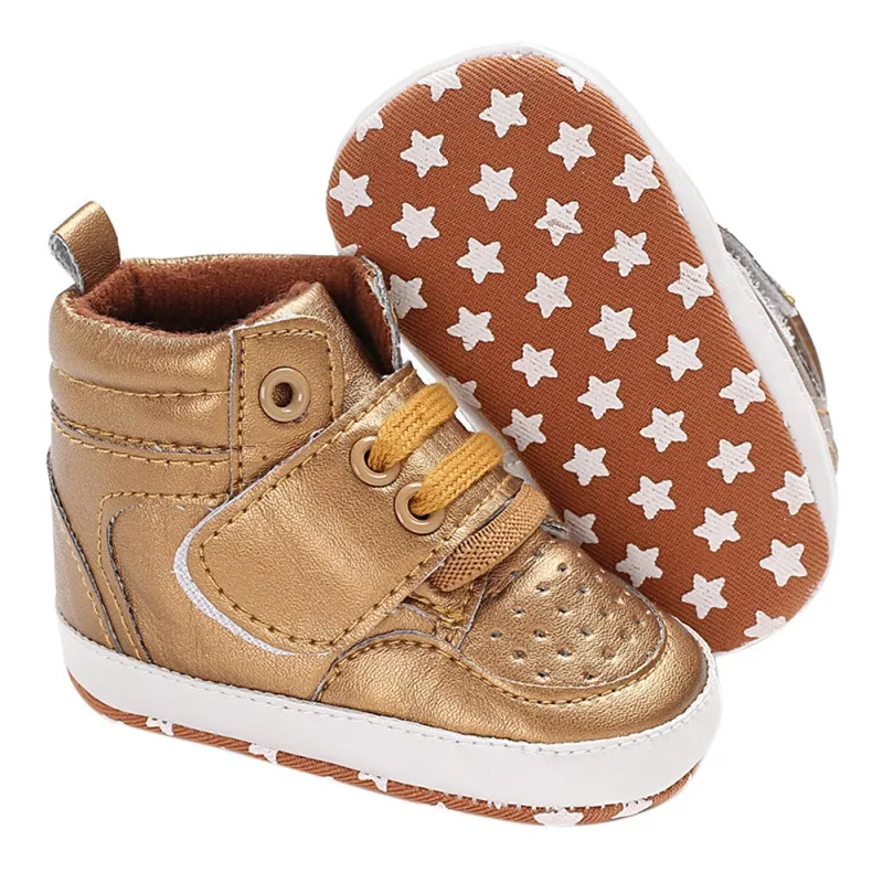 Обувь для маленьких мальчиков; детские кроссовки для новорожденных; высокие однотонные кроссовки с мягкой подошвой для малышей нескользящий ботинок для малышей