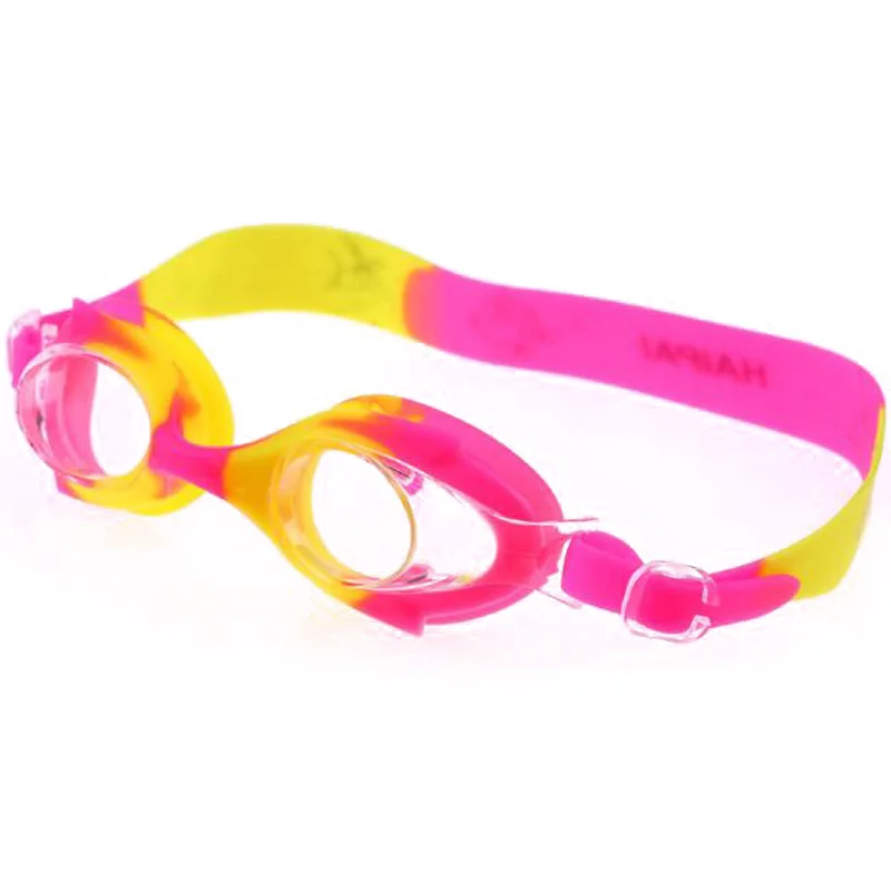 Силиконовые очки для плавания с мультяшными рыбками, детские очки для плавания, плавания в бассейне, дайвинга, плавания, водных видов спорта, красочные водонепроницаемые противотуманные очки - Цвет: Hot Pink Yellow