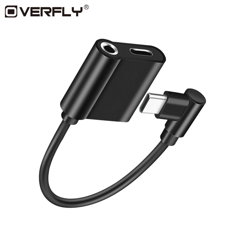 

Overfly Audio Cable 2 In 1 Charger Adapter USB C Earphone Audio Charging Type-C To 3.5mm Jack Headphone Aux Converter for Xiaomi