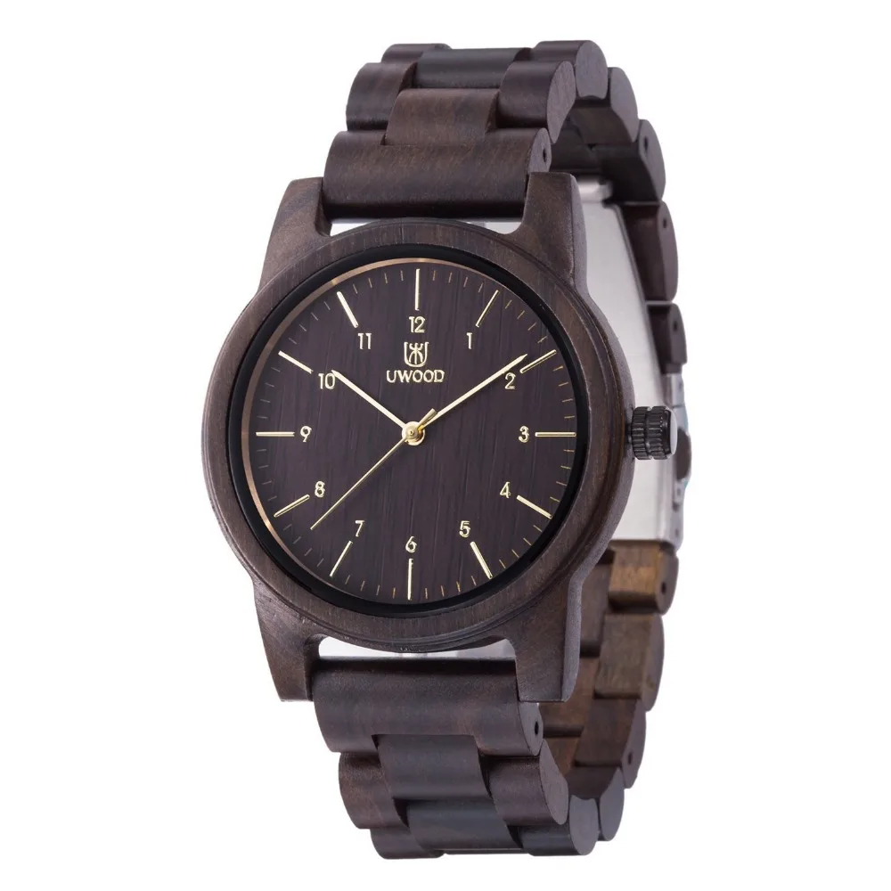 

Minimalist Retro Design UWOOD Brand Raw Wood Made QUartz Watches Wooden Band Bangle Men's Daily Business Dress Husband Gift