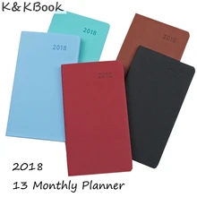 K & KBOOK 2018 planificador mensual A6 calendario cuaderno con Funda de cuero vintage diario portátil cuaderno de colegio y revistas organizador de agendas