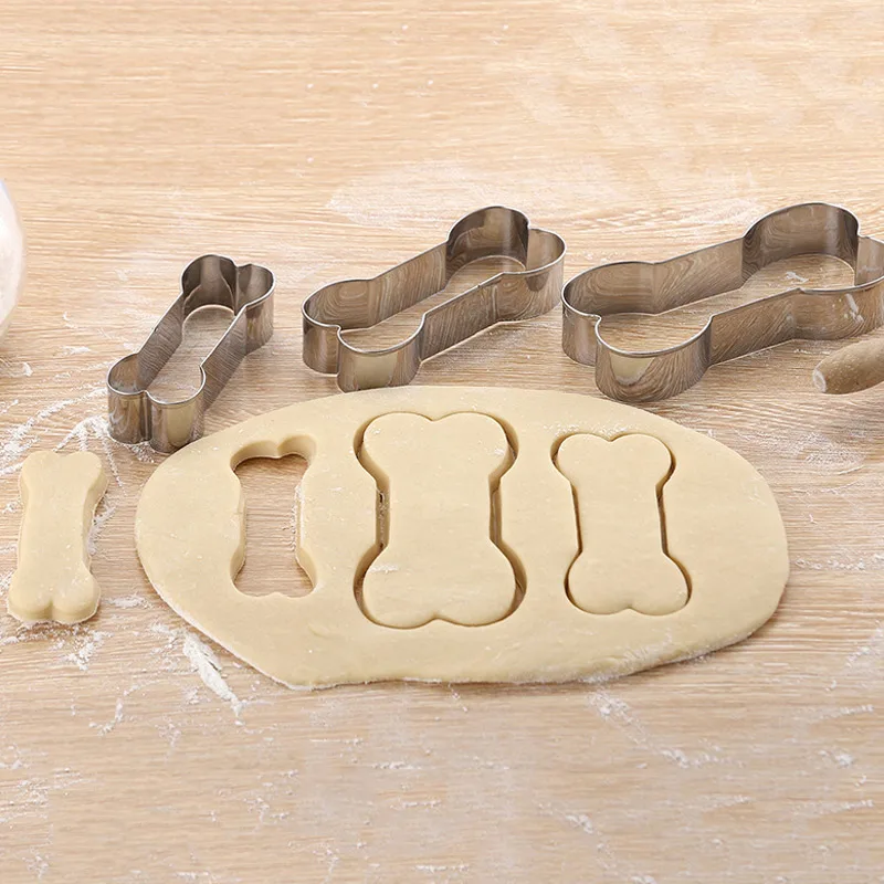 

3pcs Set Cake Cookie Mould Cutter Dog Bone Shape Stainless Steel DIY Kitchen Mold MU