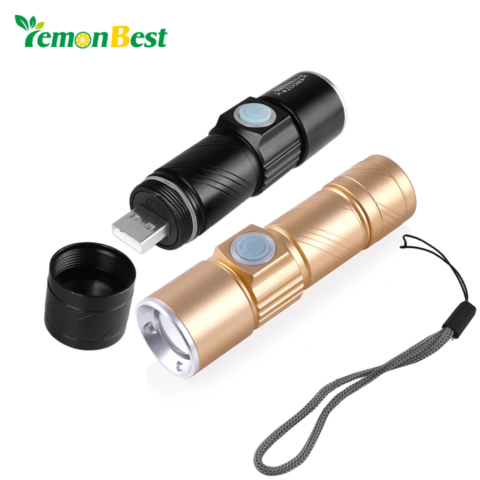 USB Handy Powerful LED Flashlight Rechargeable Torch usb Flash Light