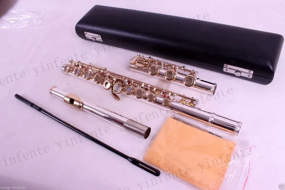 Серебряный флейта 17 отверстий с открытым отверстием мощный звук профессиональная E ключ Золотые ключи
