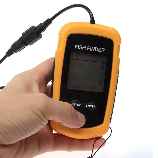 2016 أحدث ماء المحمولة إنذار fishfinder السمك مكتشف السونار أسلم عمق 100 متر عمق السونار fishfinder