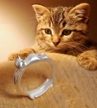 

2016 vintage retro handmade fashion animal ring cute cat silver/ gold/ rose gold/ antique silver rings ,rings for women
