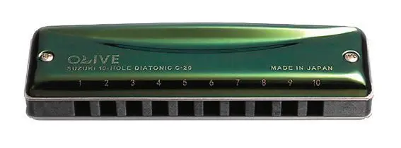 سوزوكي C-20 الزيتون 10 حفرة هارمونيكا سلم موسيقي الأخضر المهنية البلوز سلم موسيقي Harp10 ثقوب الموسيقية أداة [اختيار مفتاح]