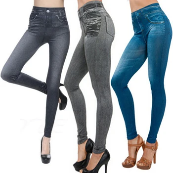 

Spring & Autumn Fashion Sexy Elastic High Waist Popular Legging New Women Printed Imitation Feet Pants Slim Wild Jeans Hot sell