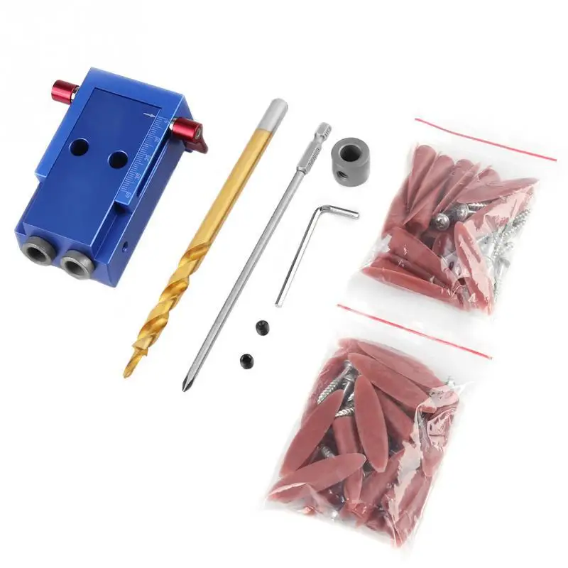 

Mini Pocket Slant Hole Jig System Kit with Step Drilling Bit Wood Work Tool Set