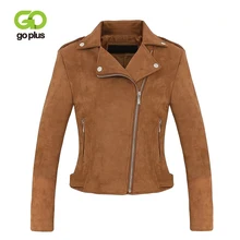 GOPLUS Faux Leather Suede Jacket Women Sexy Zipper Motorcycle Suede Jacket Lady 2019 Fashion Winter Slim Outerwear Jacket Female faux suede design zip up jacket