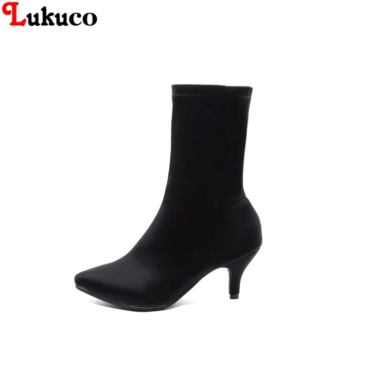

Lukuco 2018 Ponited Toe Low Heel Pumps Women Mid-Calf Boots Large Size 43 44 45 46 47 48 High Quality Free Shipping Shoes Woman