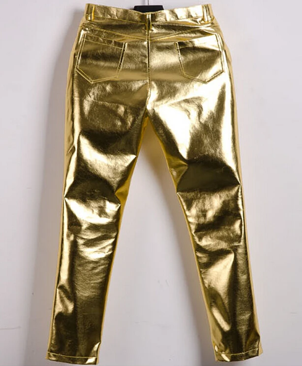 Стиль Модные мужские певицы танцевальные брюки золотые кожаные ds dj джазовые брюки для мужчин ночной клуб бар шоу одежда