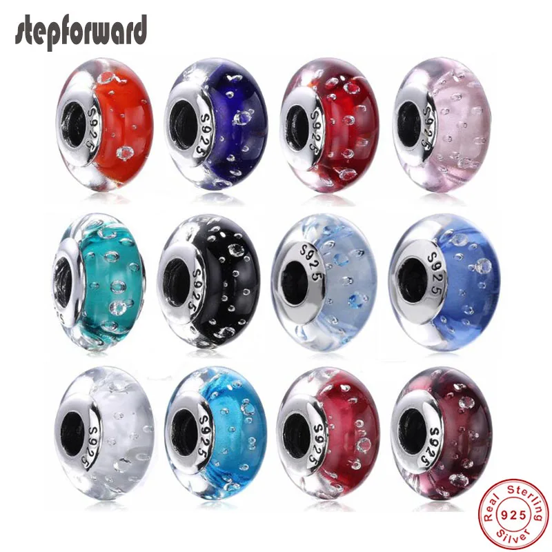 

High Quality Beautiful Colorful 925 Sterling Silver Ice Drops Murano Glass Charm Fit Bracelet