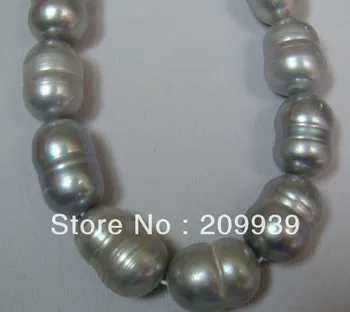 

huij 001216 12-13mm Australian south sea gray pearl necklace 14KG