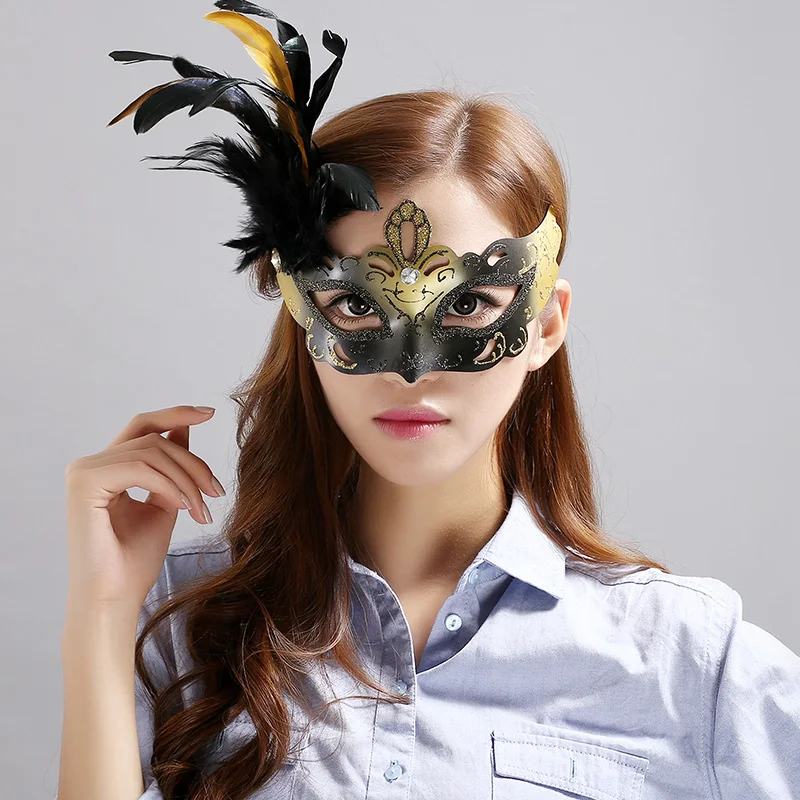 Skin mask halloween party cos princess feather maskin Party Masks from