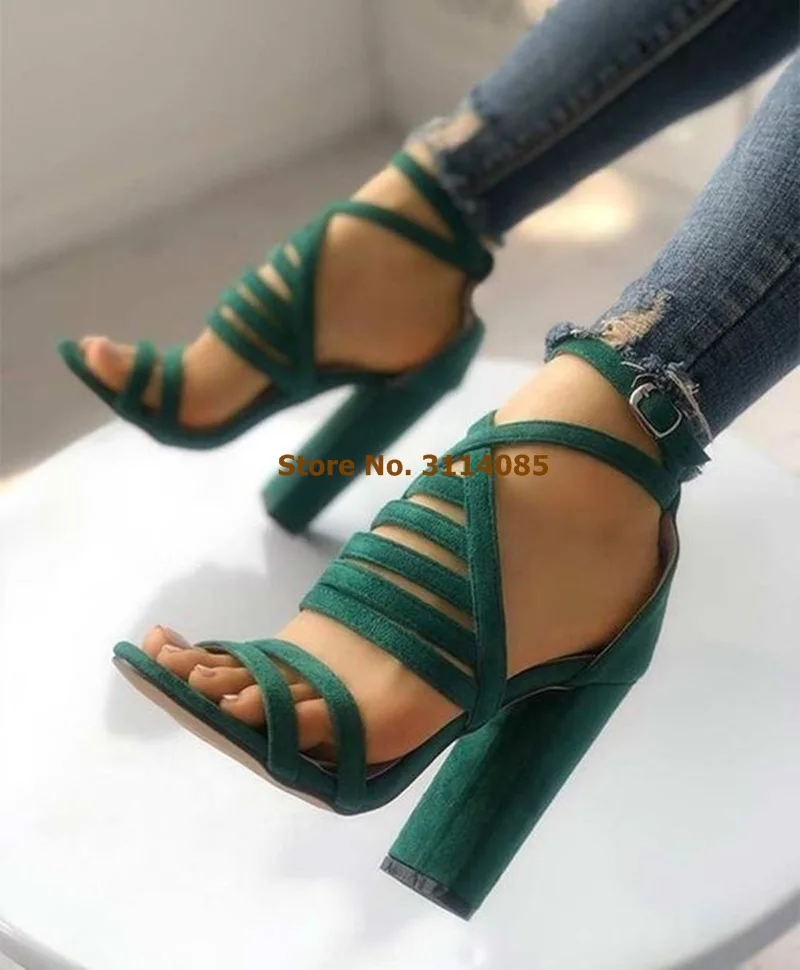 green strappy heels