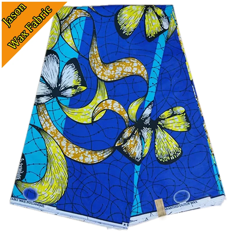 

Blue Ankara african wax fabric super wax hollandais prints fabric fashion 2018 real dutch wax hollandais wax 6 yards/lot LBL